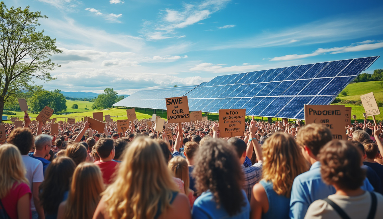 découvrez comment des citoyens se rassemblent pour s'opposer à l'installation de 70 000 panneaux solaires, craignant que ce projet ne défigure la beauté de leur paysage. rejoignez le débat sur l'avenir de l'environnement et des paysages naturels.