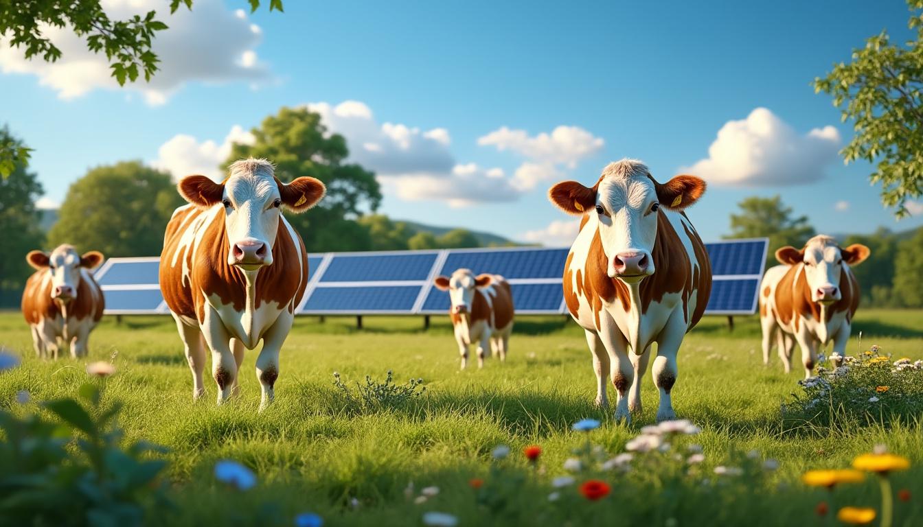 découvrez à champagné-saint-hilaire, en vienne, un étonnant mélange entre l'agriculture et les énergies renouvelables, où des vaches paissent paisiblement à proximité de panneaux solaires. un parfait exemple d'équilibre entre tradition et innovation.